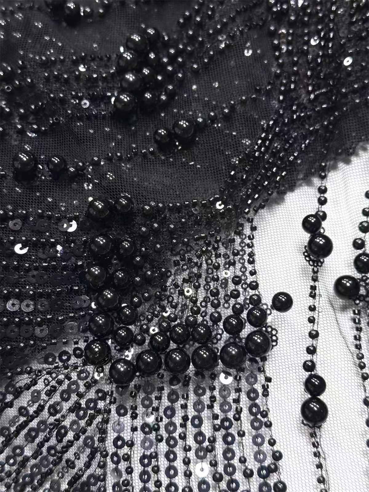 Embellished Beaded Tulle Lace Fabric with Beads | GTIN HN446