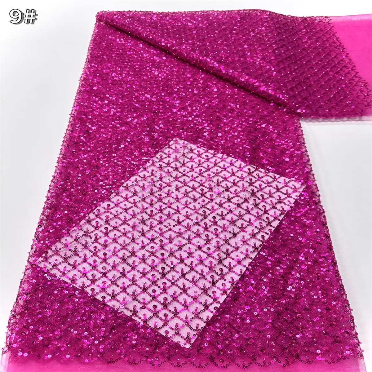 Embellished Beaded Tulle Lace Fabric with Beads | GTIN HN454