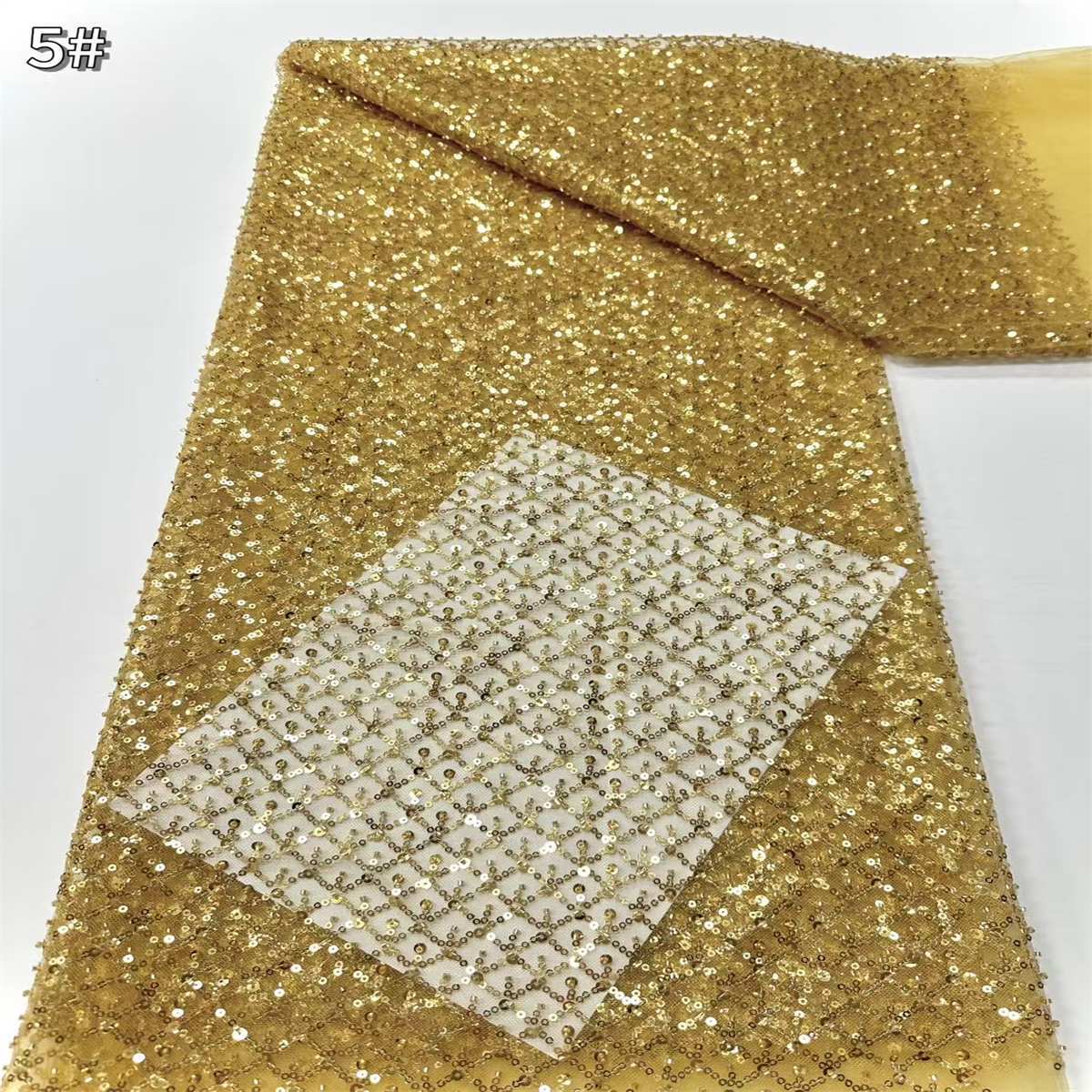 Embellished Beaded Tulle Lace Fabric with Beads | GTIN HN454