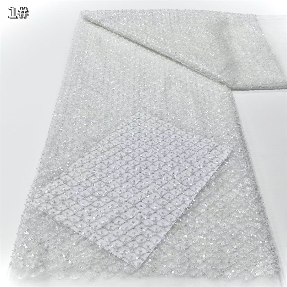 Embellished Beaded Tulle Lace Fabric with Beads | GTIN HN454
