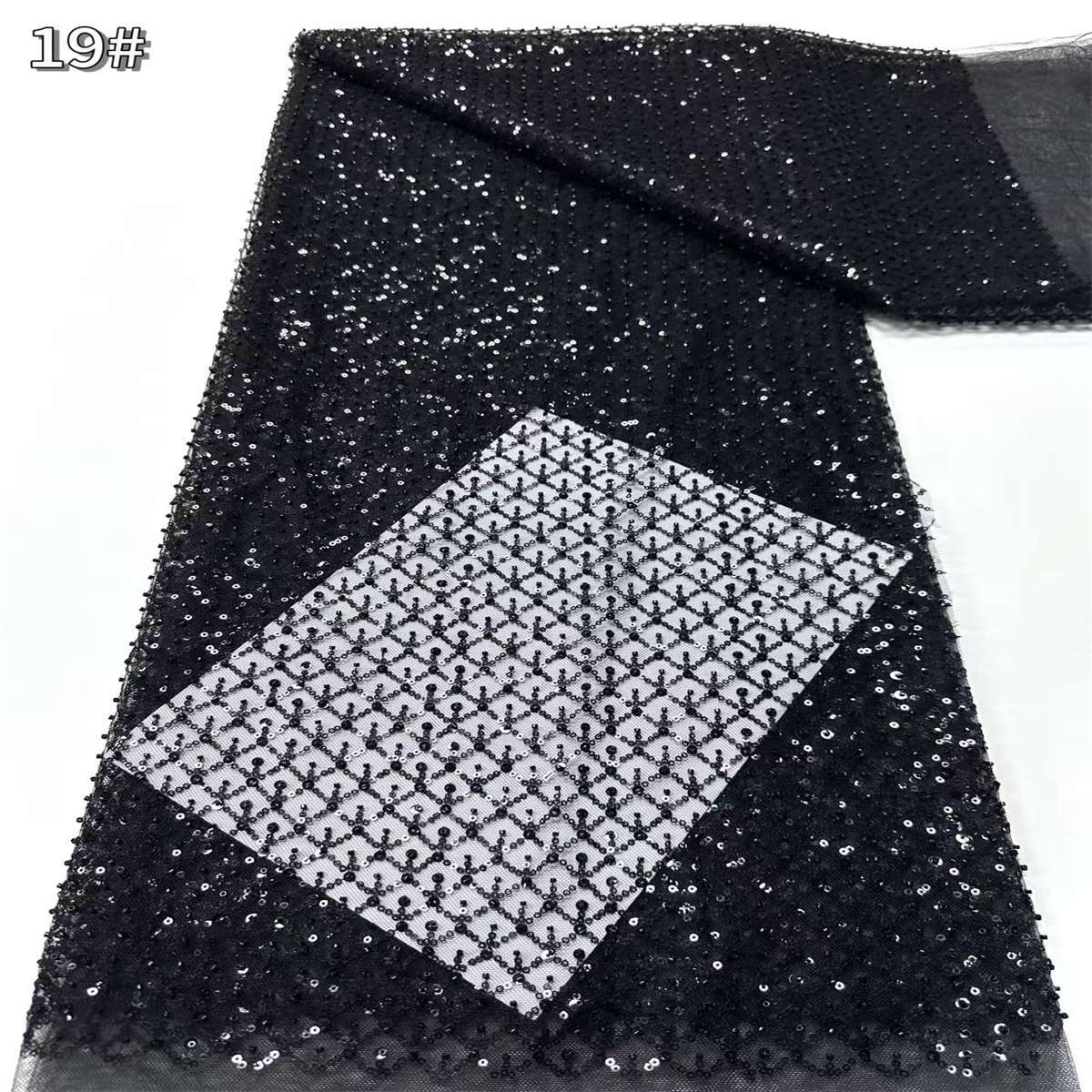 Embellished Beaded Tulle Lace Fabric with Beads | GTIN HN454