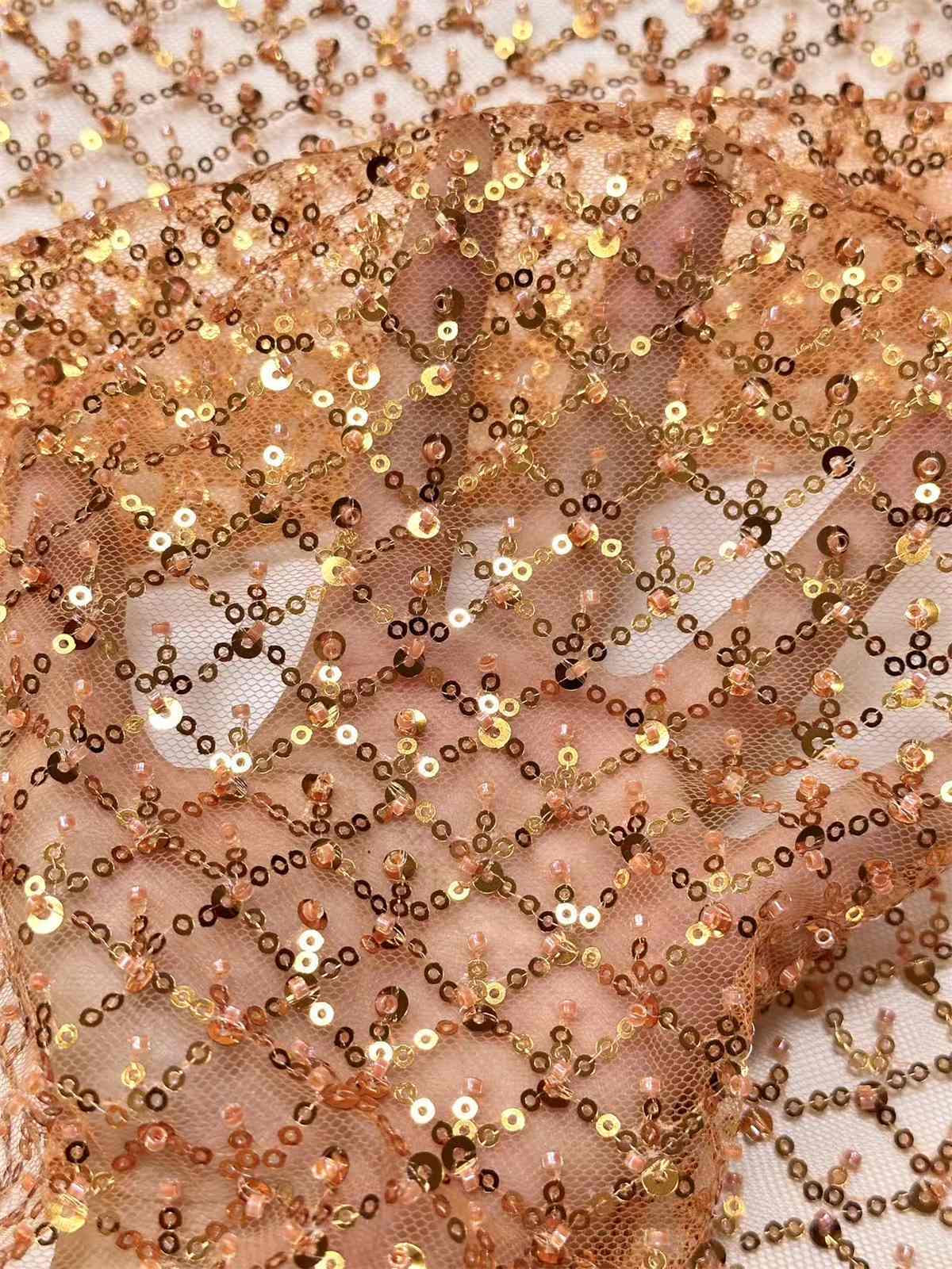 Embellished Beaded Tulle Lace Fabric with Beads | GTIN HN454