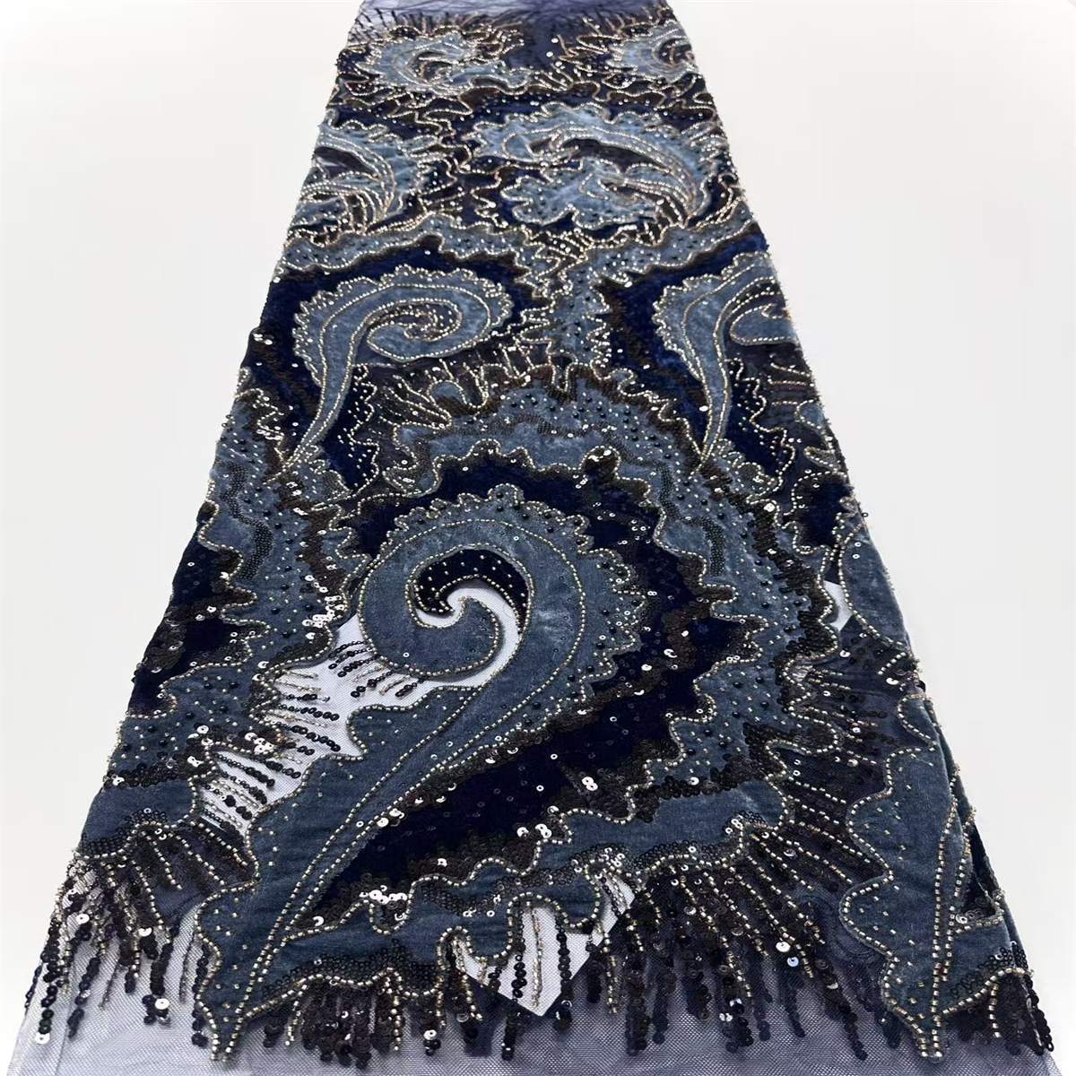 Embellished Beaded Tulle Lace Fabric with Beads | GTIN HN455