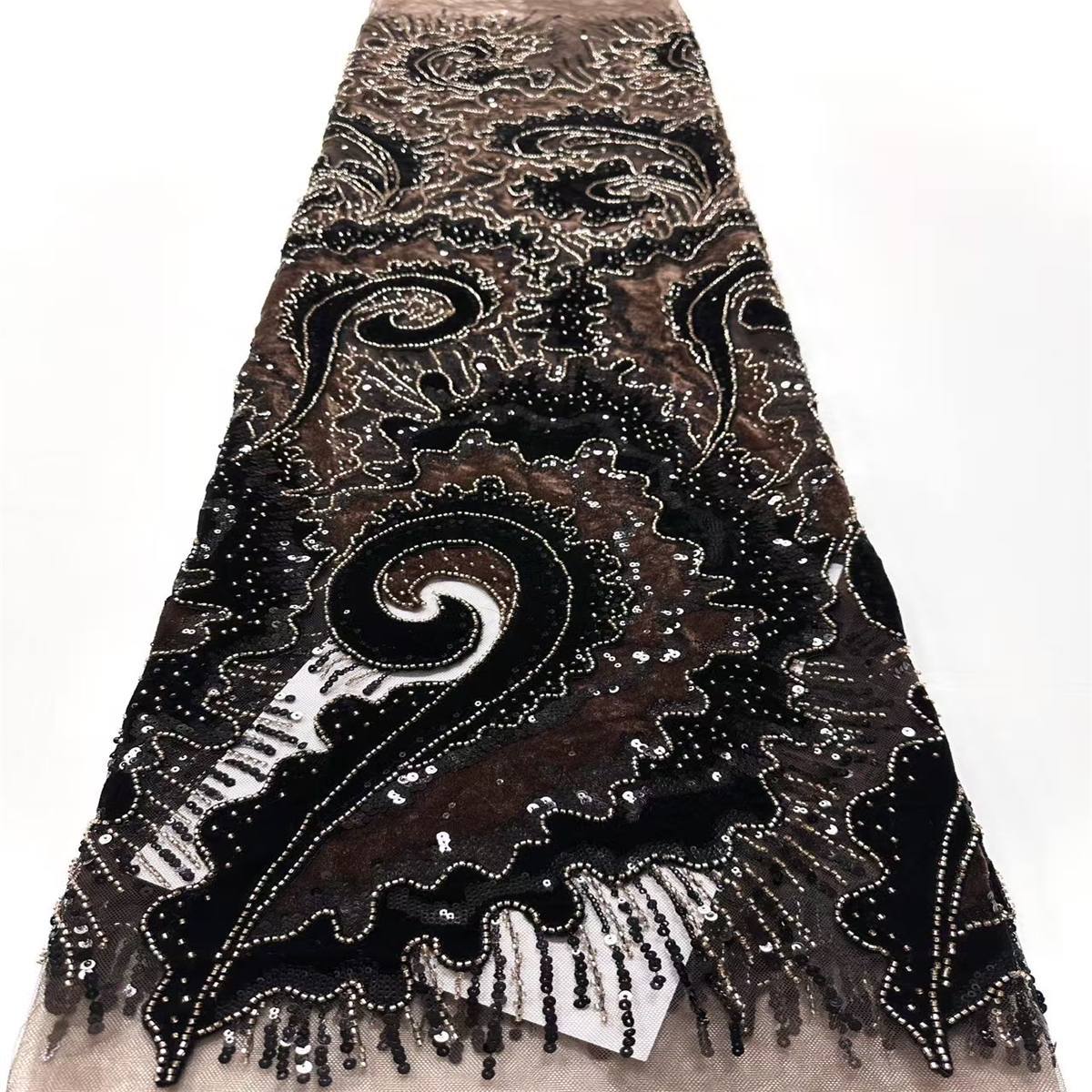 Embellished Beaded Tulle Lace Fabric with Beads | GTIN HN455