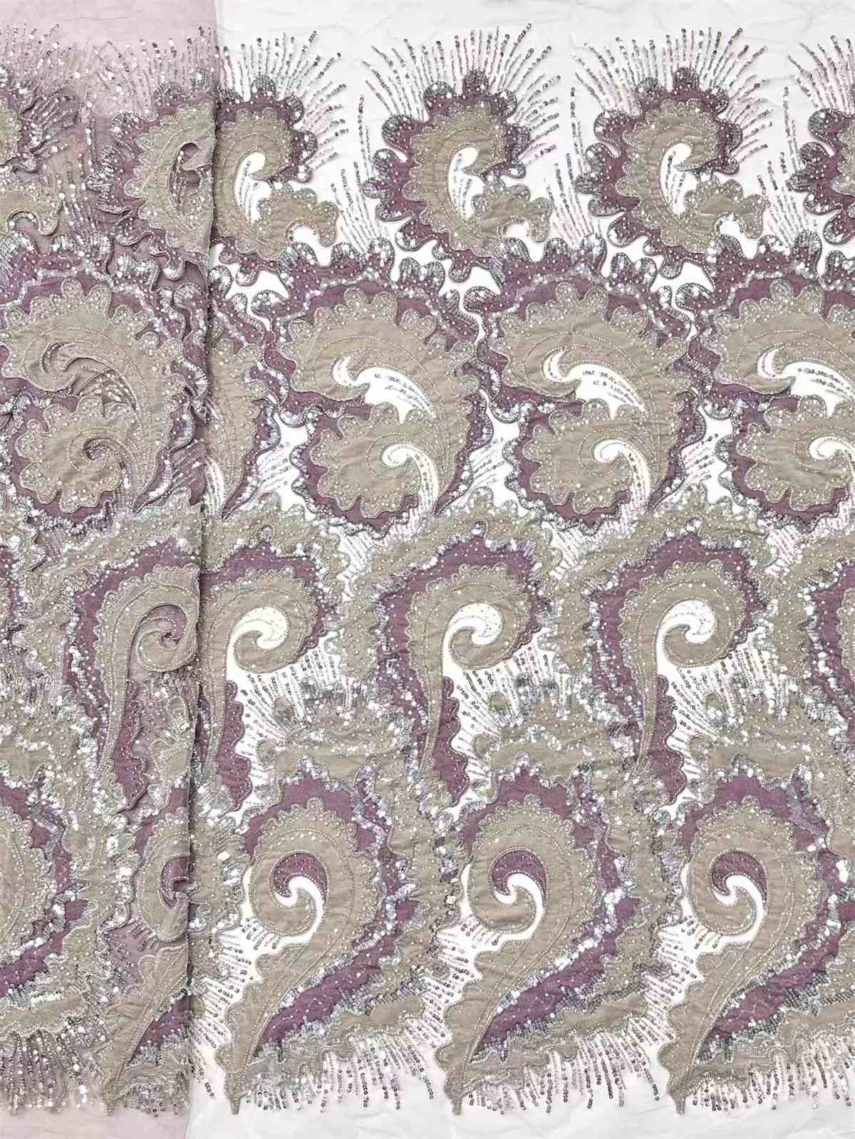Embellished Beaded Tulle Lace Fabric with Beads | GTIN HN455
