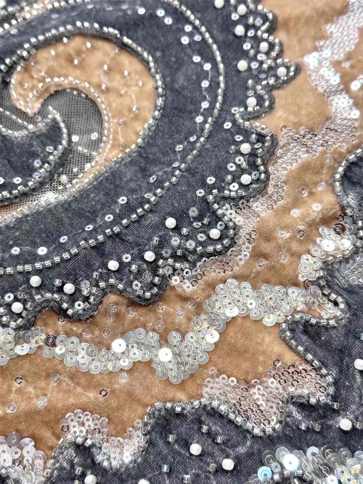 Embellished Beaded Tulle Lace Fabric with Beads | GTIN HN455