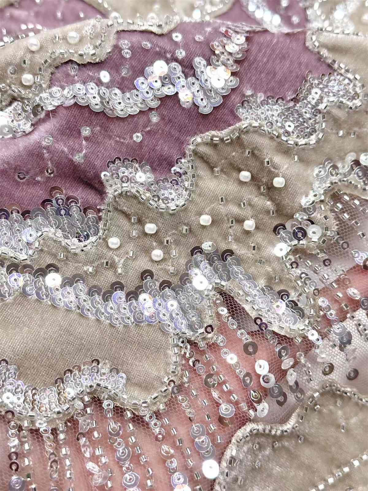 Embellished Beaded Tulle Lace Fabric with Beads | GTIN HN455