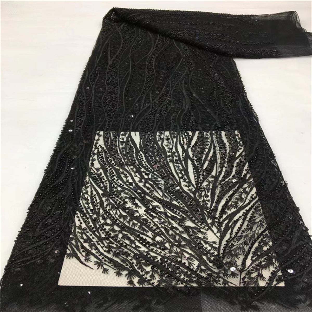 Embroidered Beaded Lace Fabric for Dresses | GTIN JLT168
