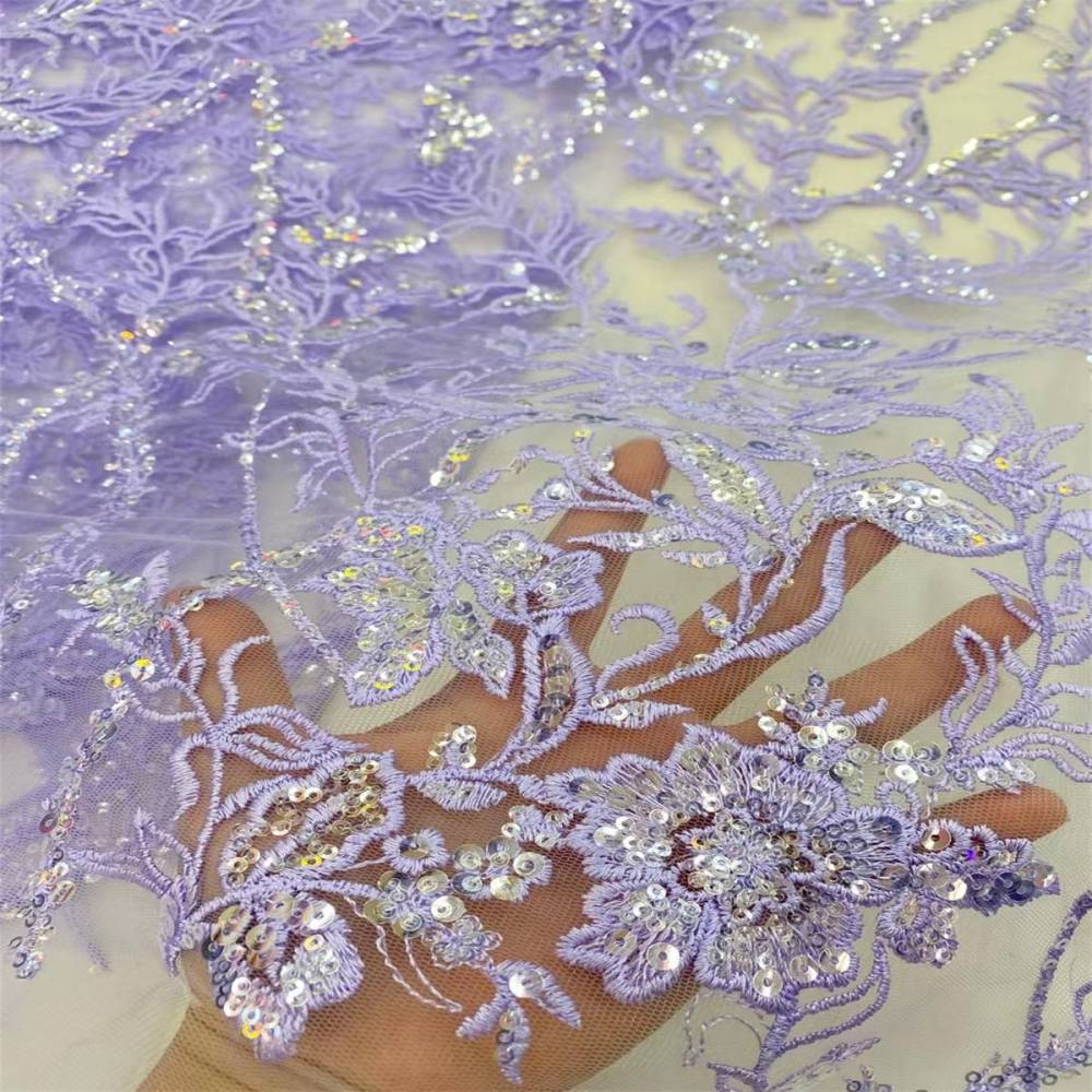 Embroidered Sequin Tulle Lace Fabric for Dresses | GTIN JX495