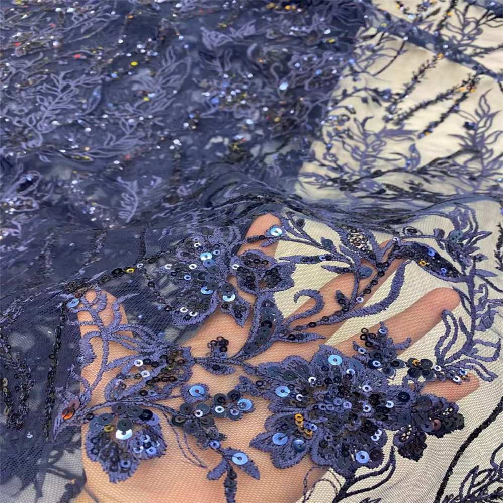 Embroidered Sequin Tulle Lace Fabric for Dresses | GTIN JX495