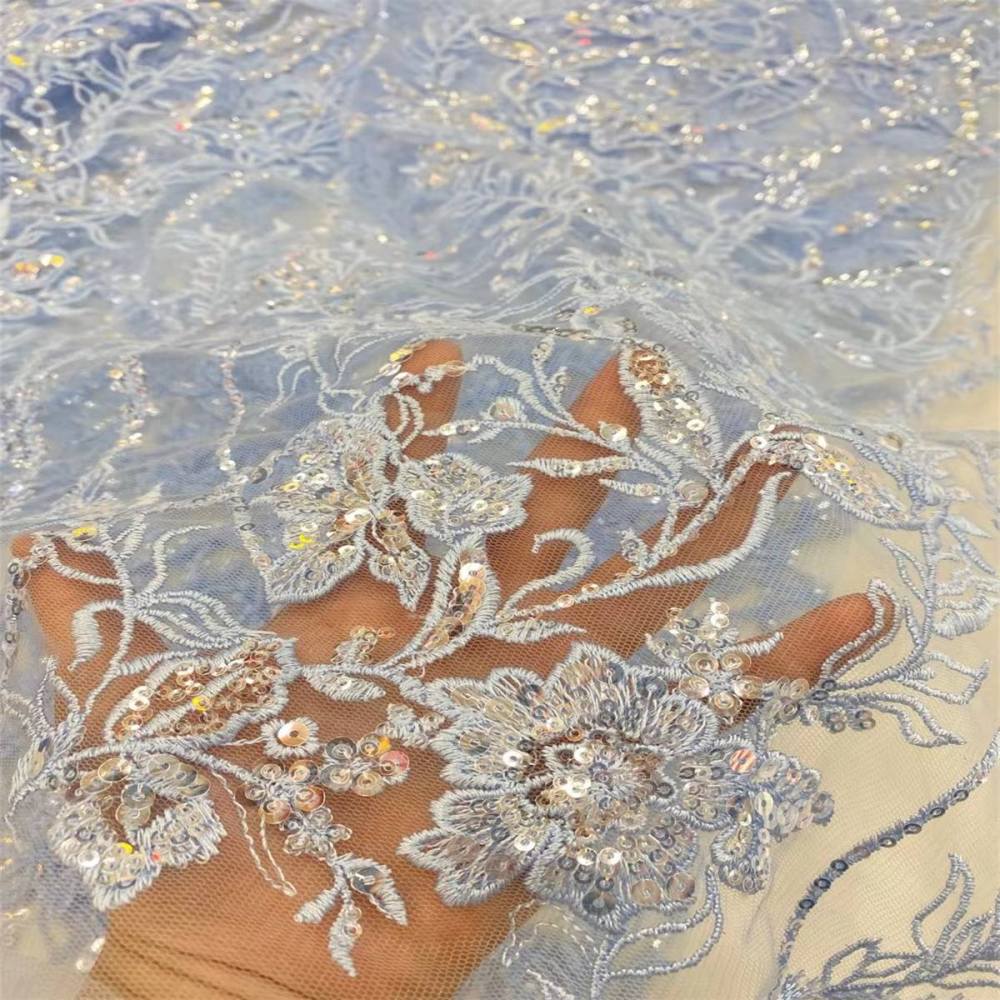 Embroidered Sequin Tulle Lace Fabric for Dresses | GTIN JX495