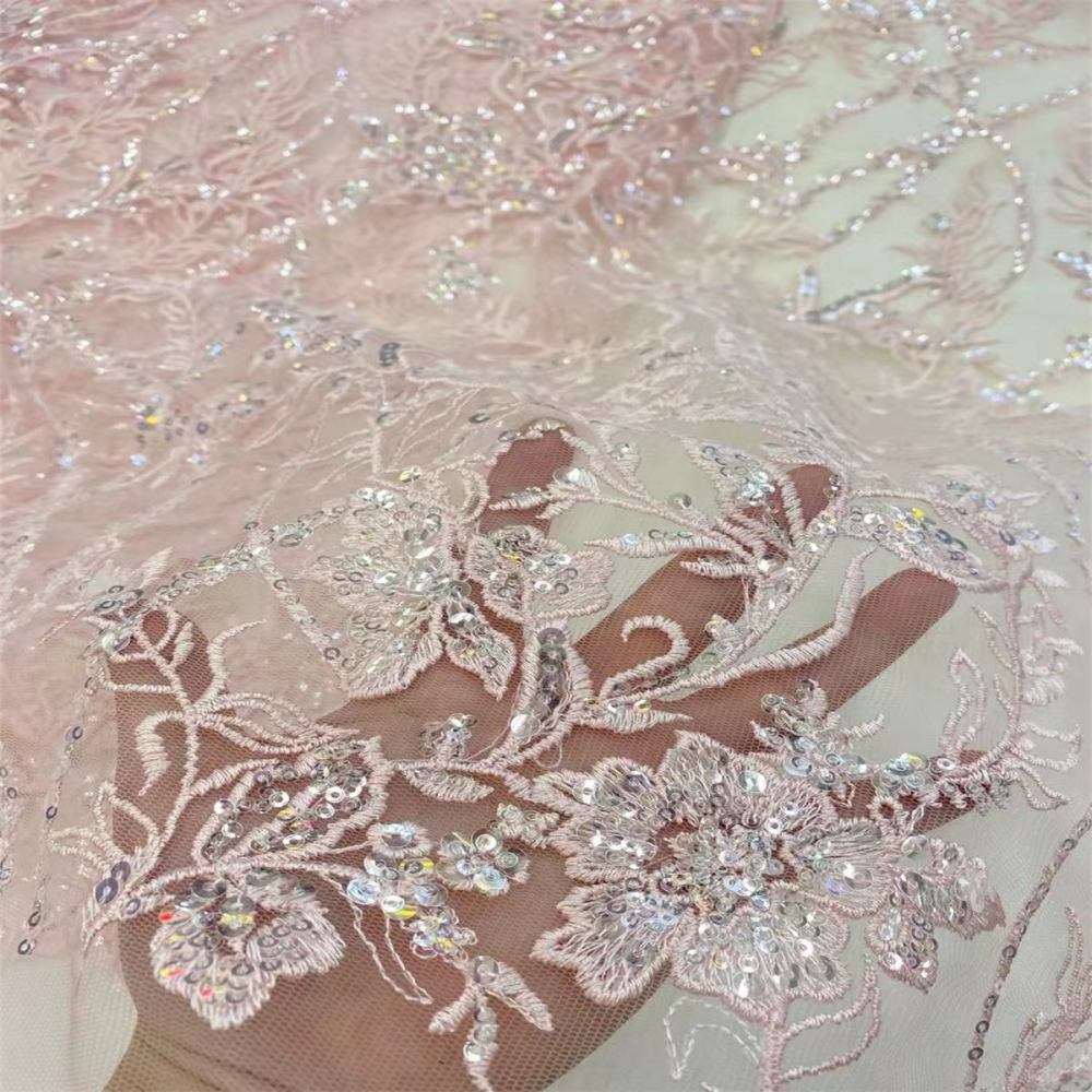 Embroidered Sequin Tulle Lace Fabric for Dresses | GTIN JX495