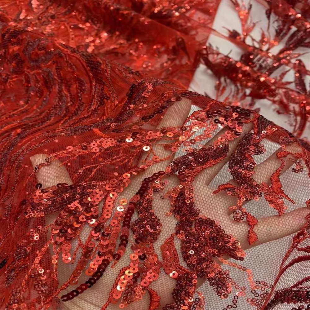 Embroidered Sequin Lace Fabric for Dresses | GTIN JX496