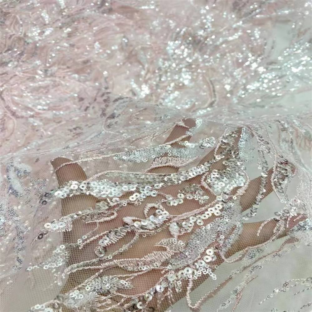 Embroidered Sequin Lace Fabric for Dresses | GTIN JX496