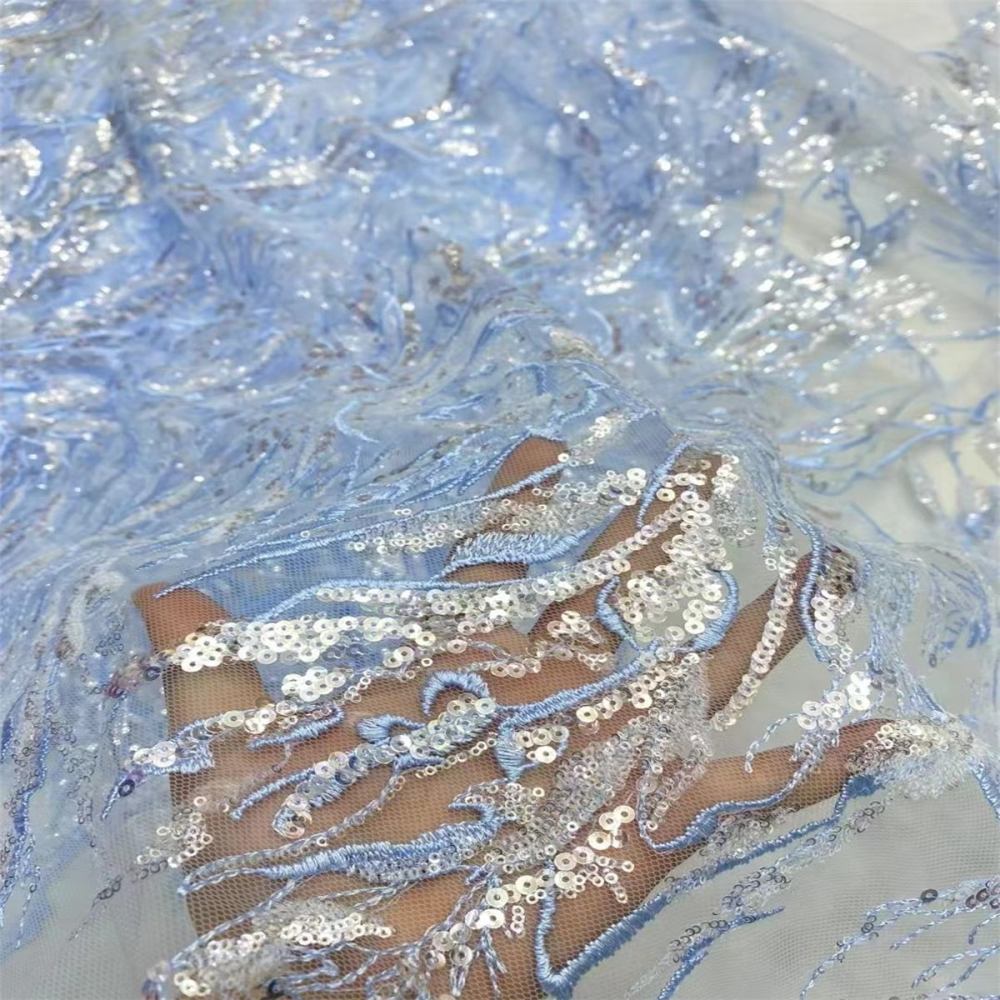 Embroidered Sequin Lace Fabric for Dresses | GTIN JX496