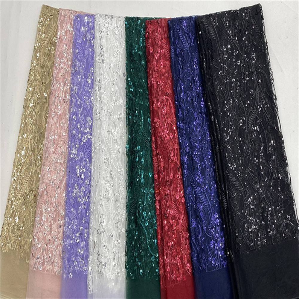 Embellished Beaded Tulle Lace Fabric with Beads | GTIN JX497