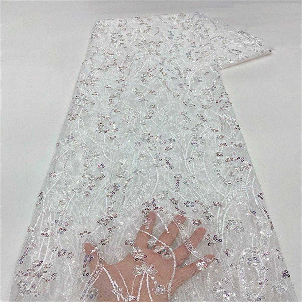 Embroidered Sequin Lace Fabric for Dresses | GTIN JX497