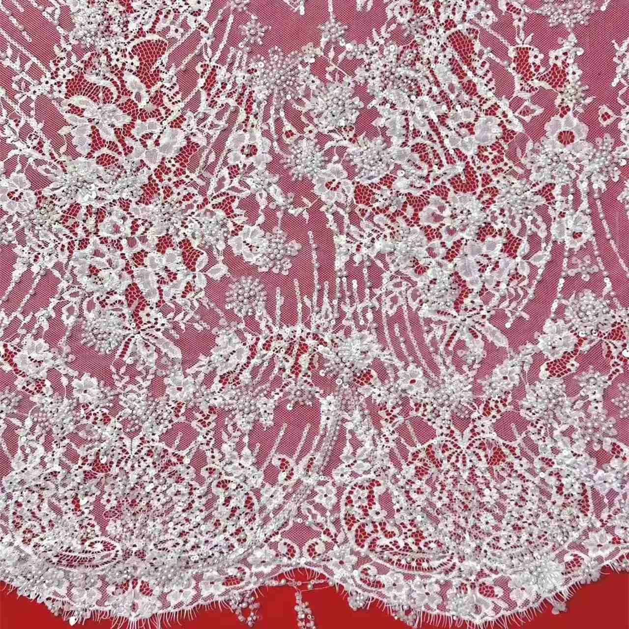 Bridal Lace Fabric - Beaded Wedding Lace Fabric | GTIN HN465