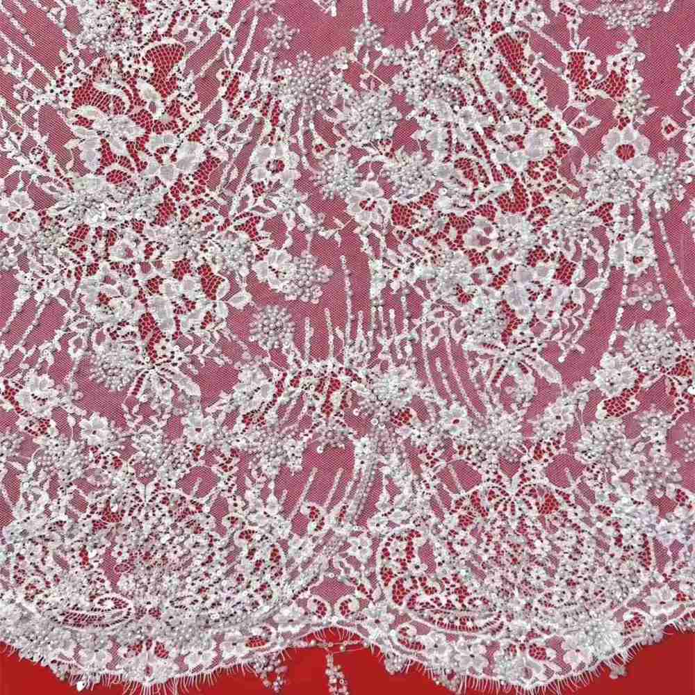Bridal Lace Fabric - Beaded Wedding Lace Fabric | GTIN HN465