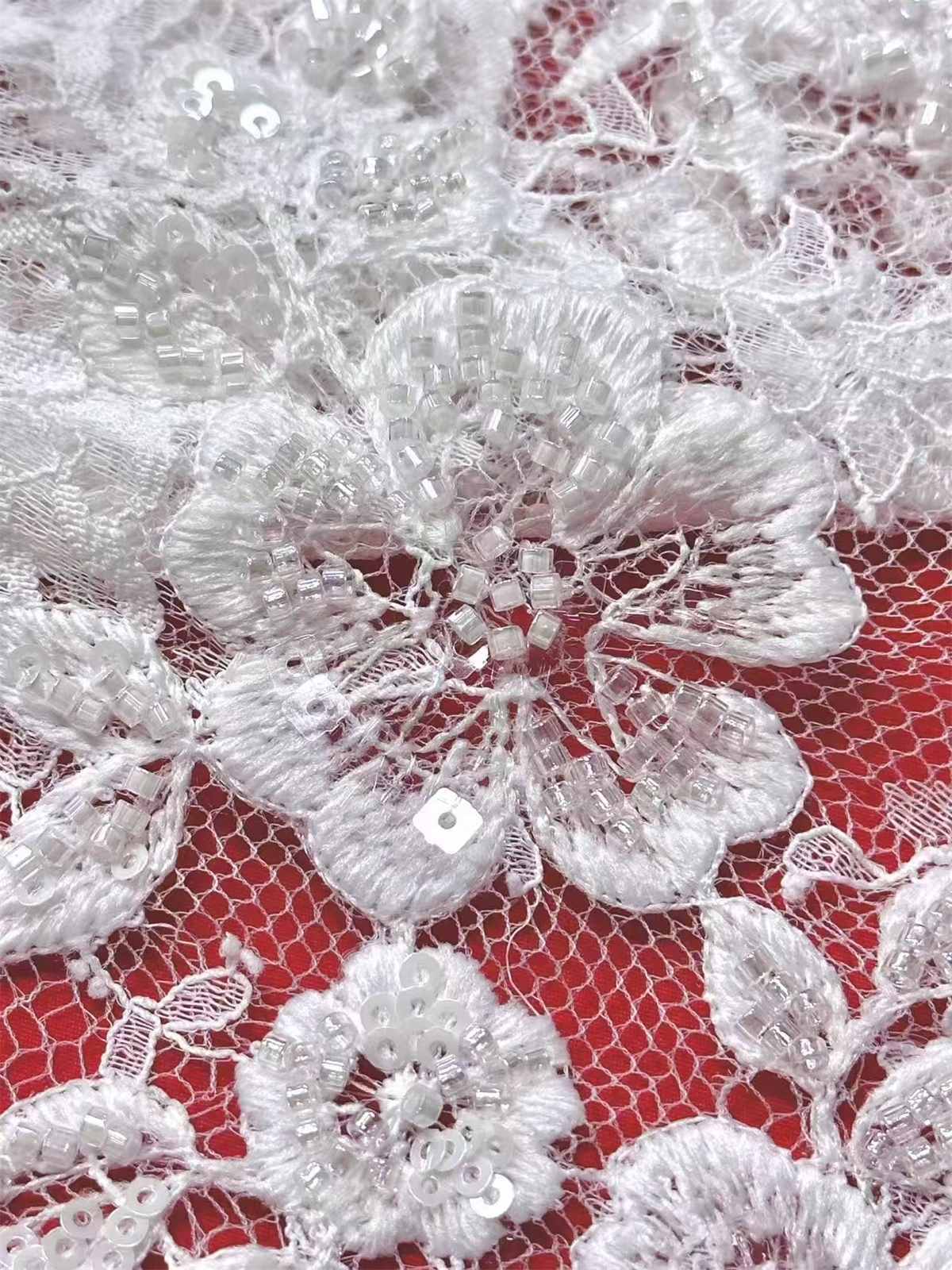 Embroidered Beaded Lace Fabric | GTIN HN467