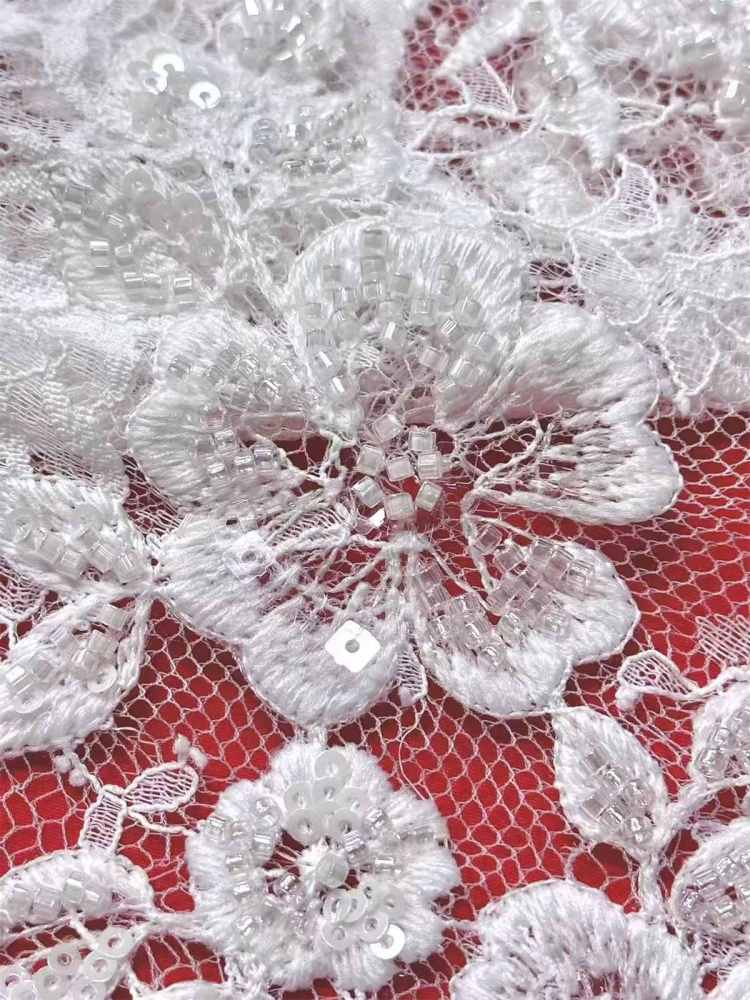 Embroidered Beaded Lace Fabric | GTIN HN467