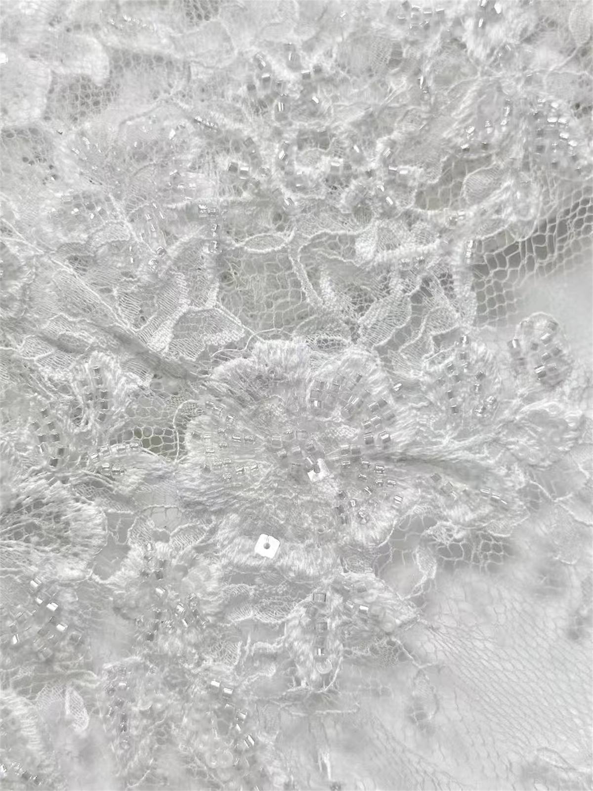 Embroidered Beaded Lace Fabric | GTIN HN467