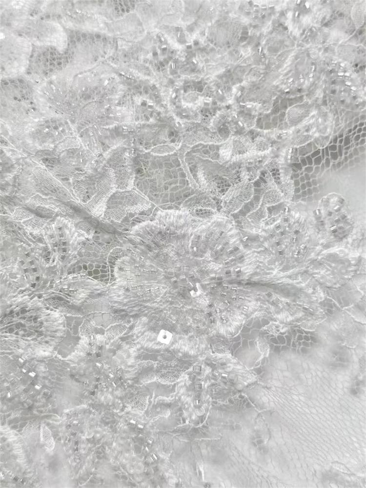 Embroidered Beaded Lace Fabric | GTIN HN467
