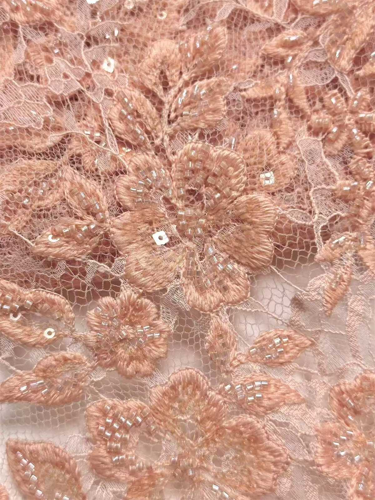 Embroidered Beaded Lace Fabric | GTIN HN467