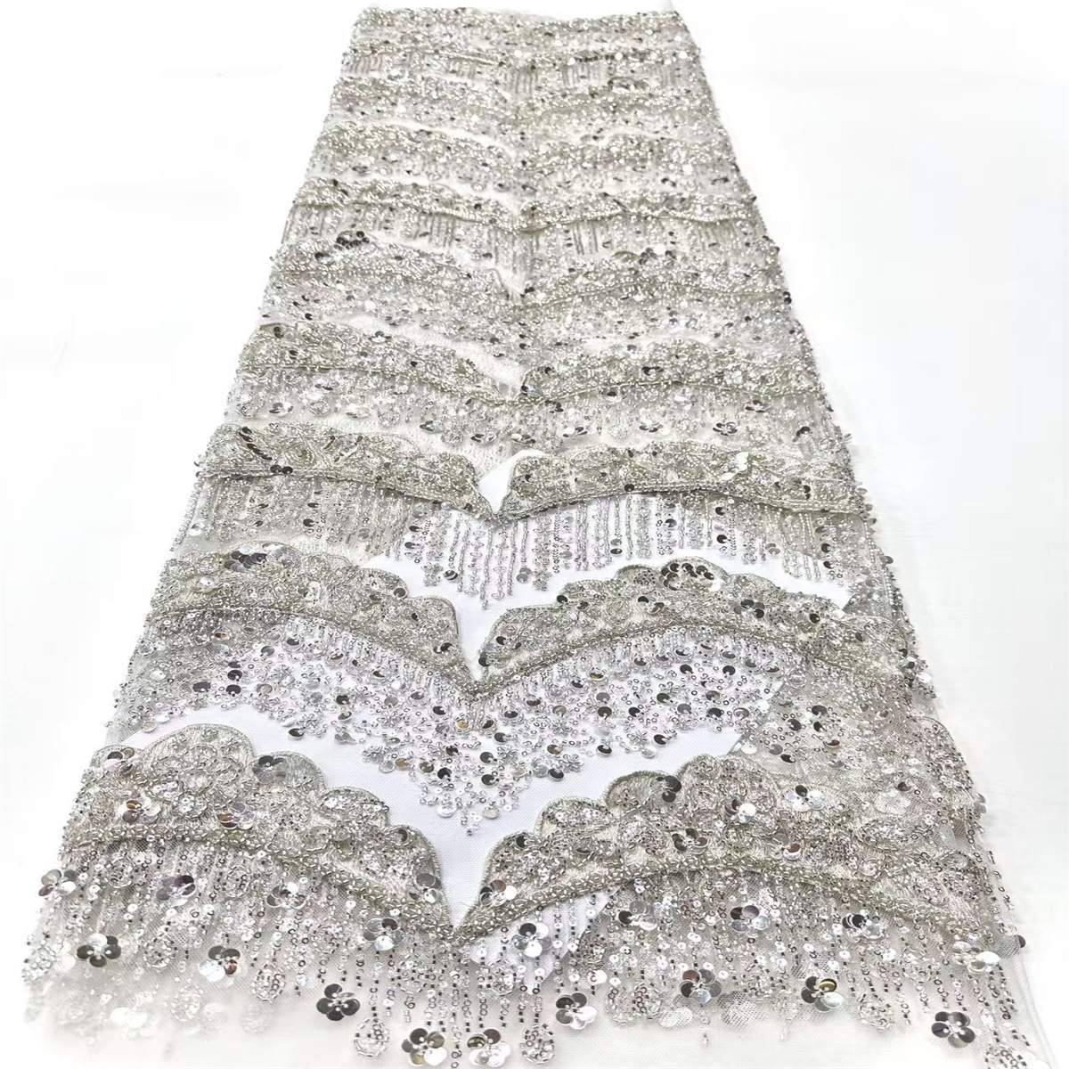 Embellished Beaded Tulle Lace Fabric with Beads | COD HN464