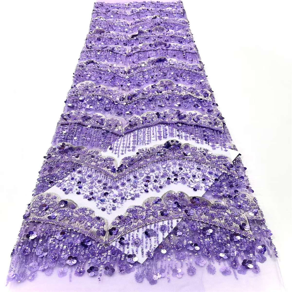 Embellished Beaded Tulle Lace Fabric with Beads | COD HN464