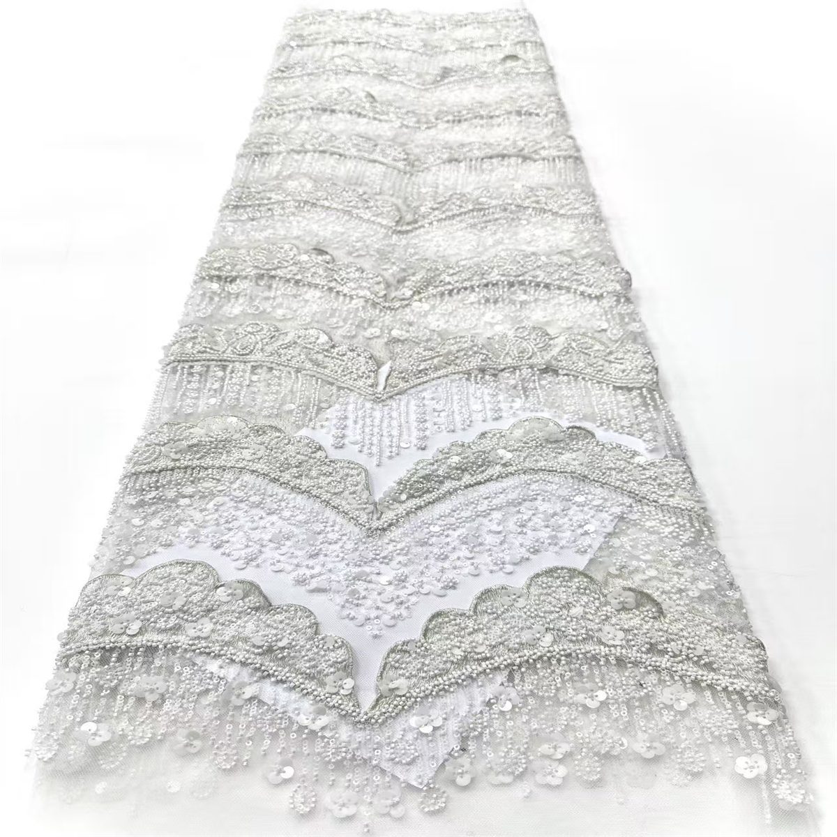 Embellished Beaded Tulle Lace Fabric with Beads | COD HN464