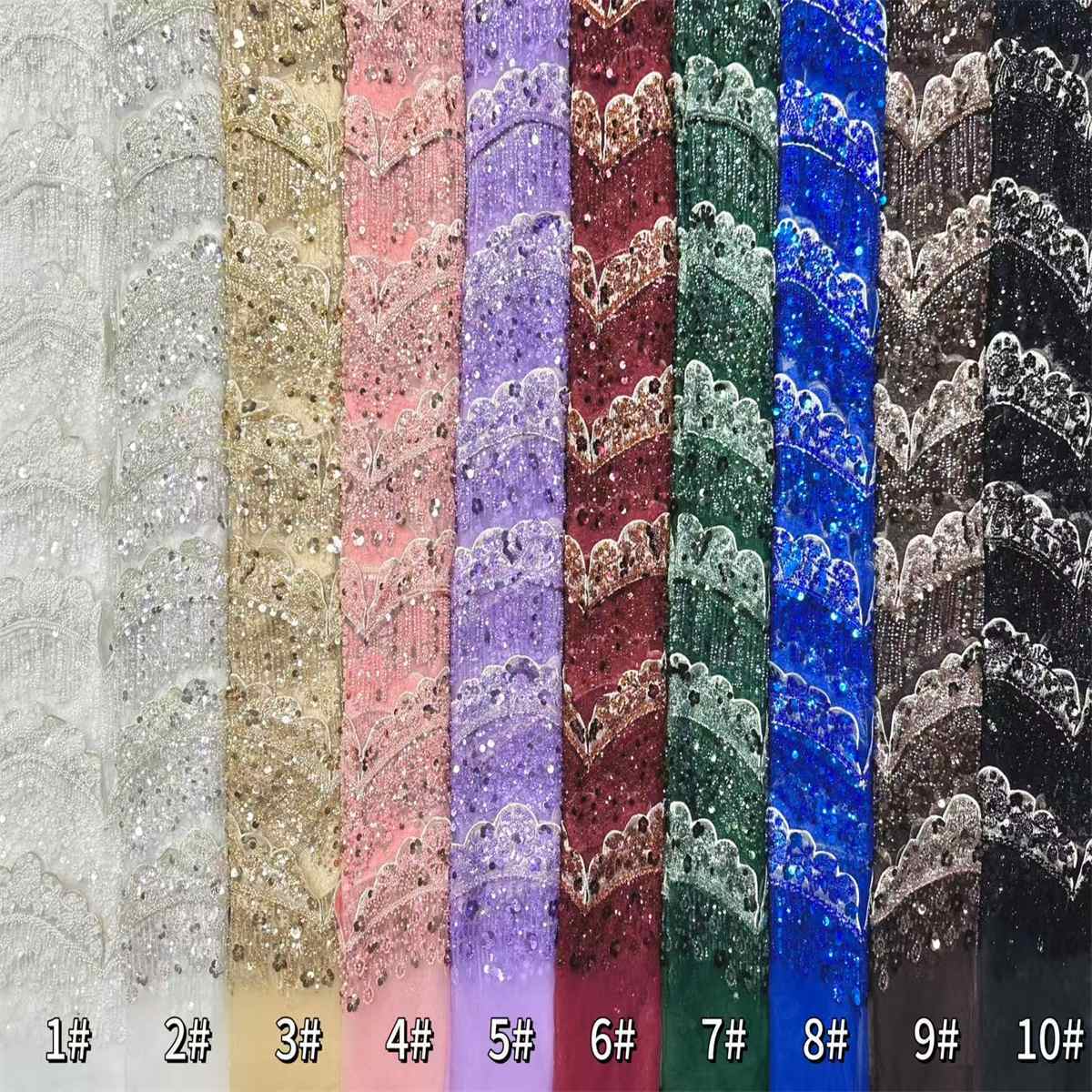 Embellished Beaded Tulle Lace Fabric with Beads | COD HN464