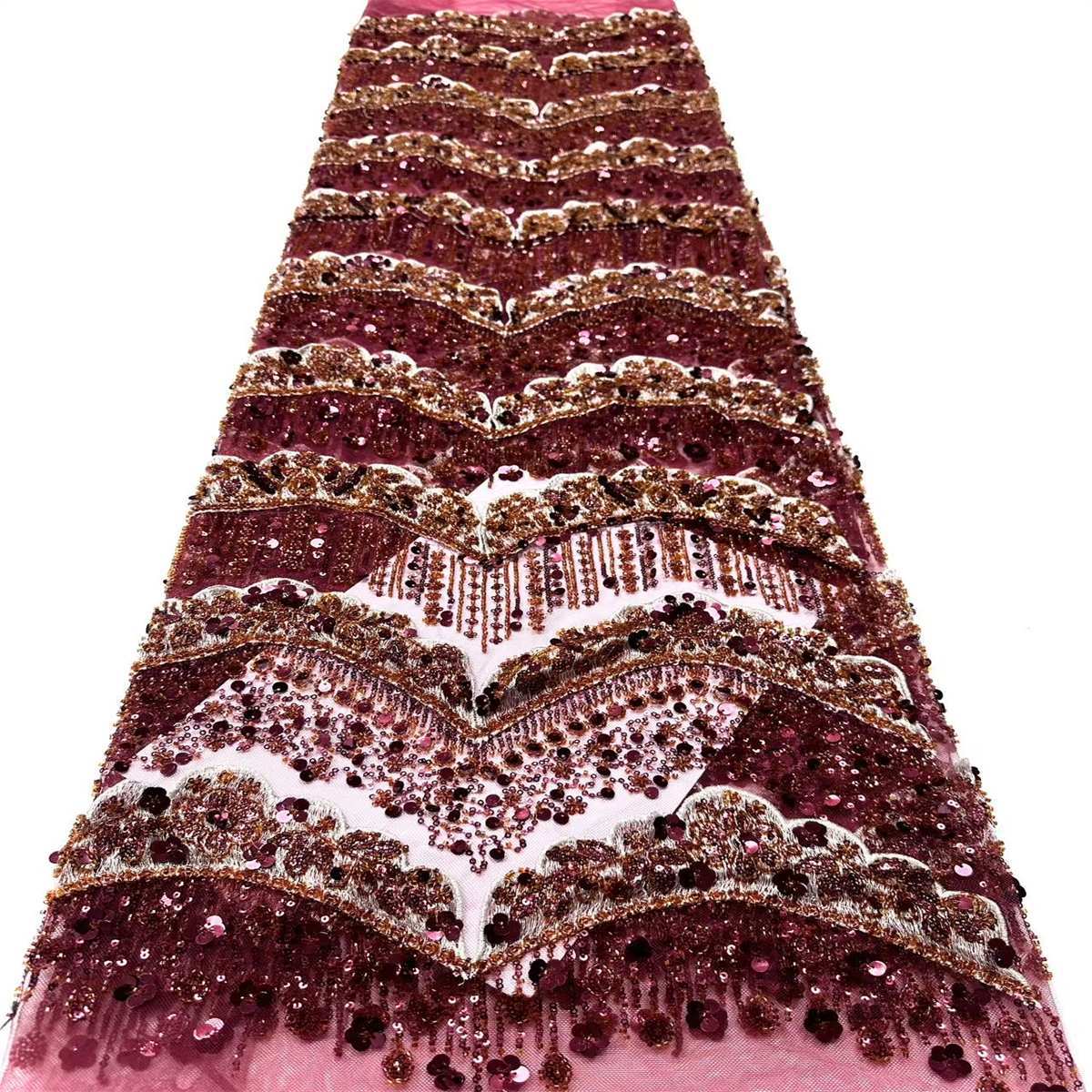 Embellished Beaded Tulle Lace Fabric with Beads | COD HN464