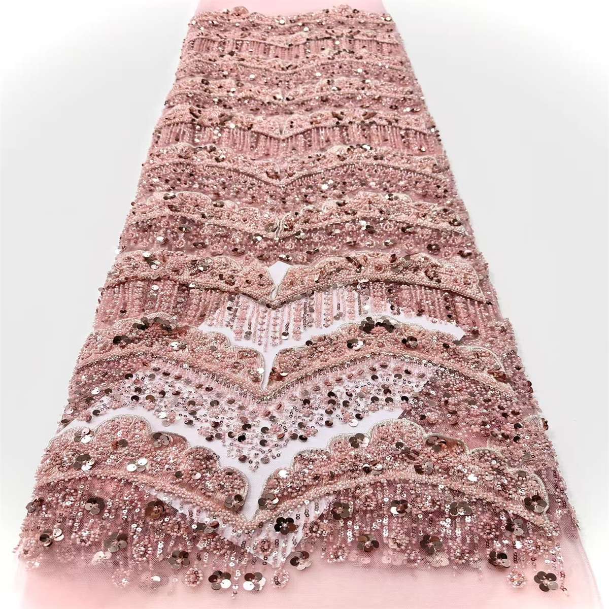 Embellished Beaded Tulle Lace Fabric with Beads | COD HN464