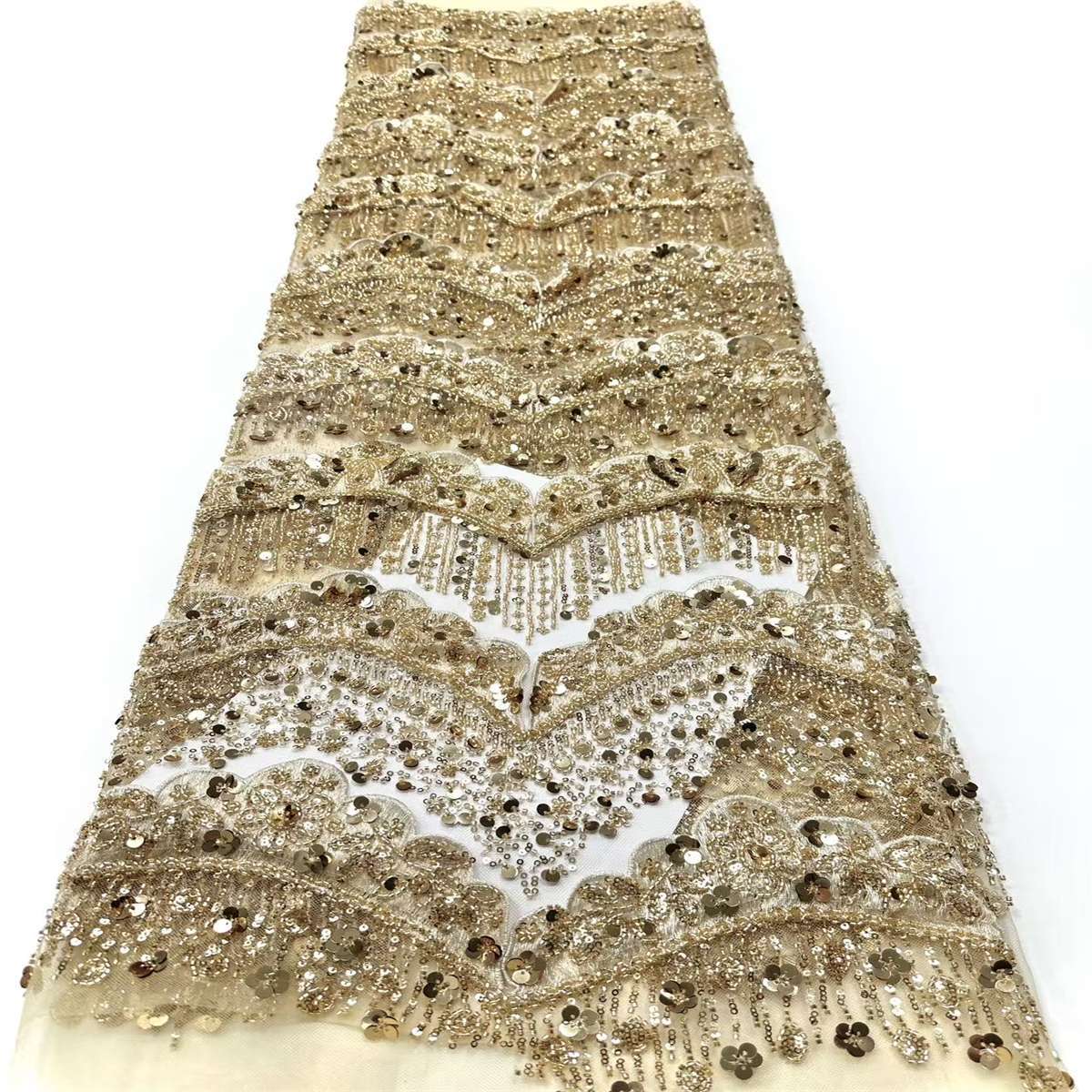 Embellished Beaded Tulle Lace Fabric with Beads | COD HN464