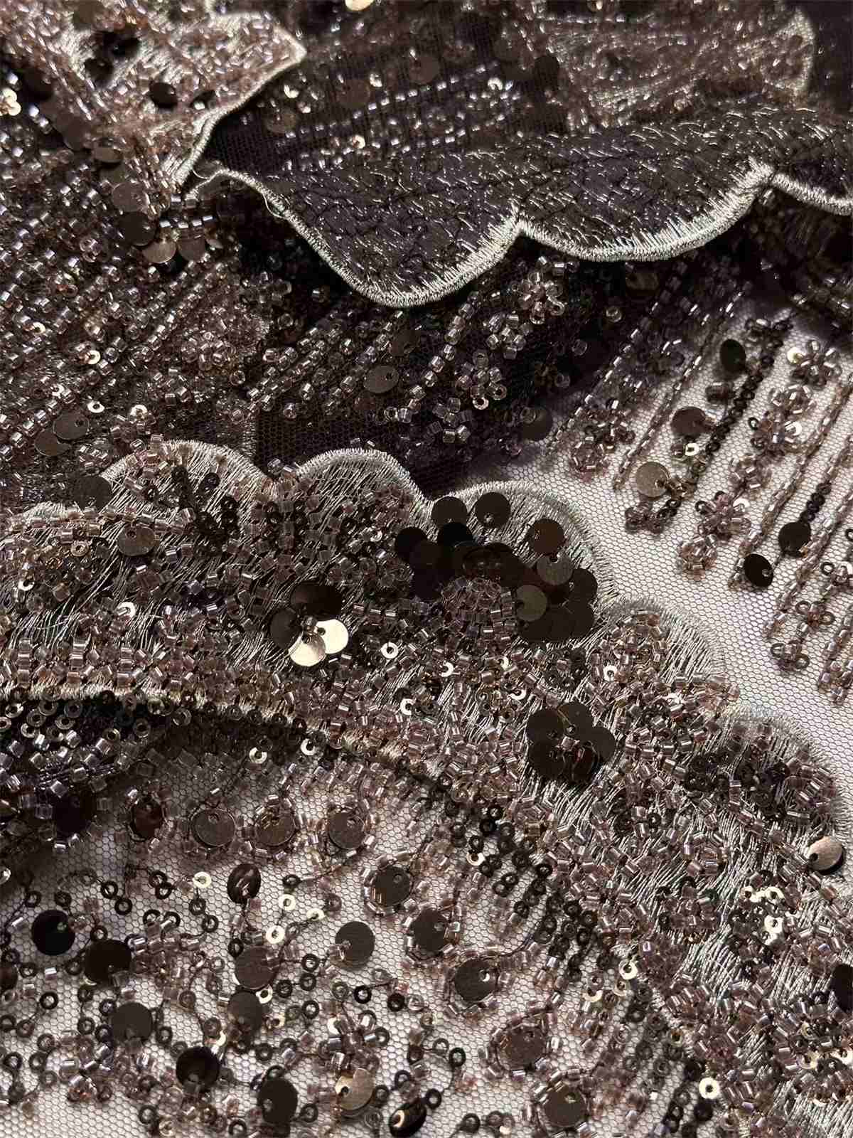 Embellished Beaded Tulle Lace Fabric with Beads | GTIN HN464