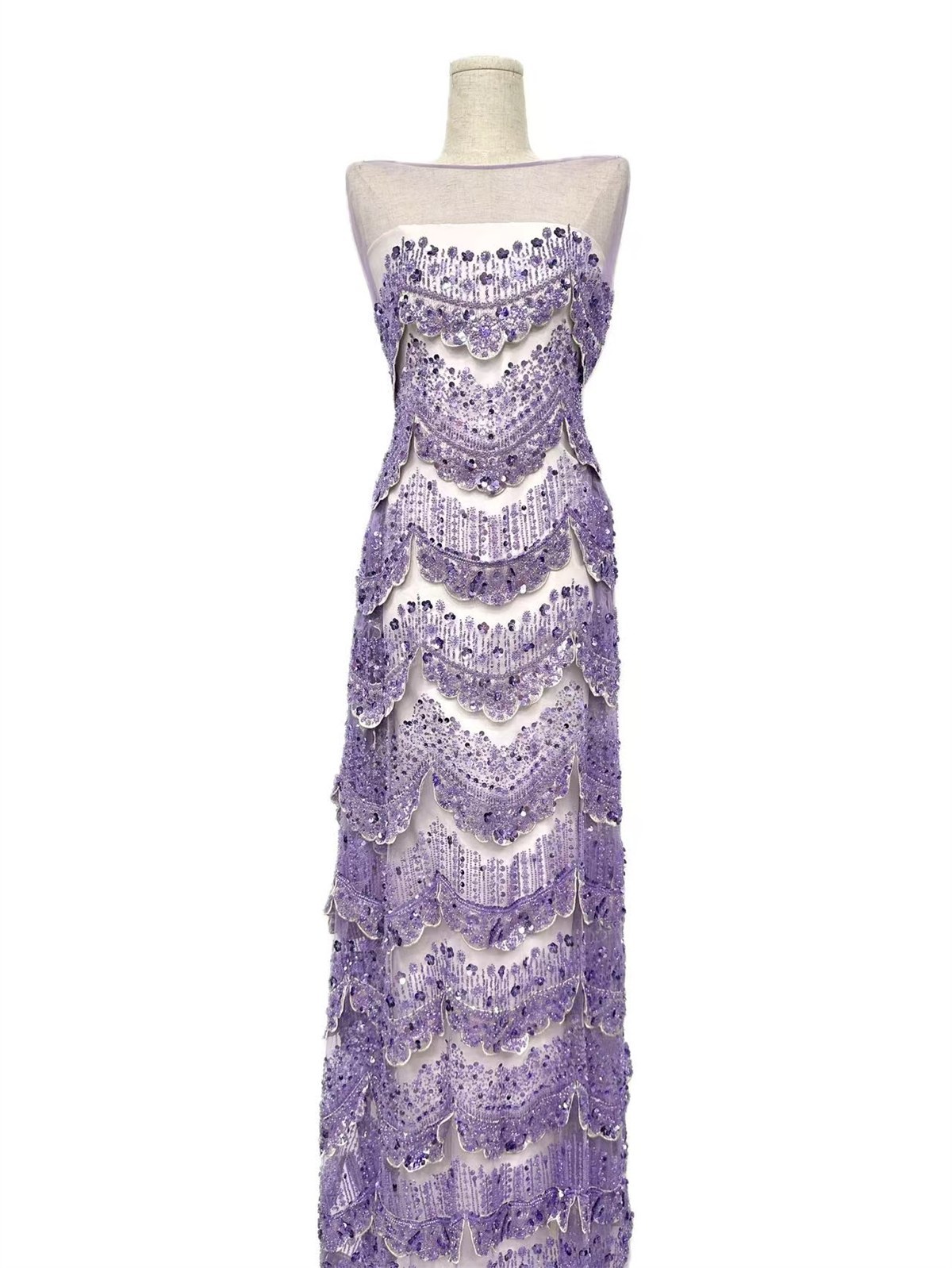 Embellished Beaded Tulle Lace Fabric with Beads | GTIN HN464