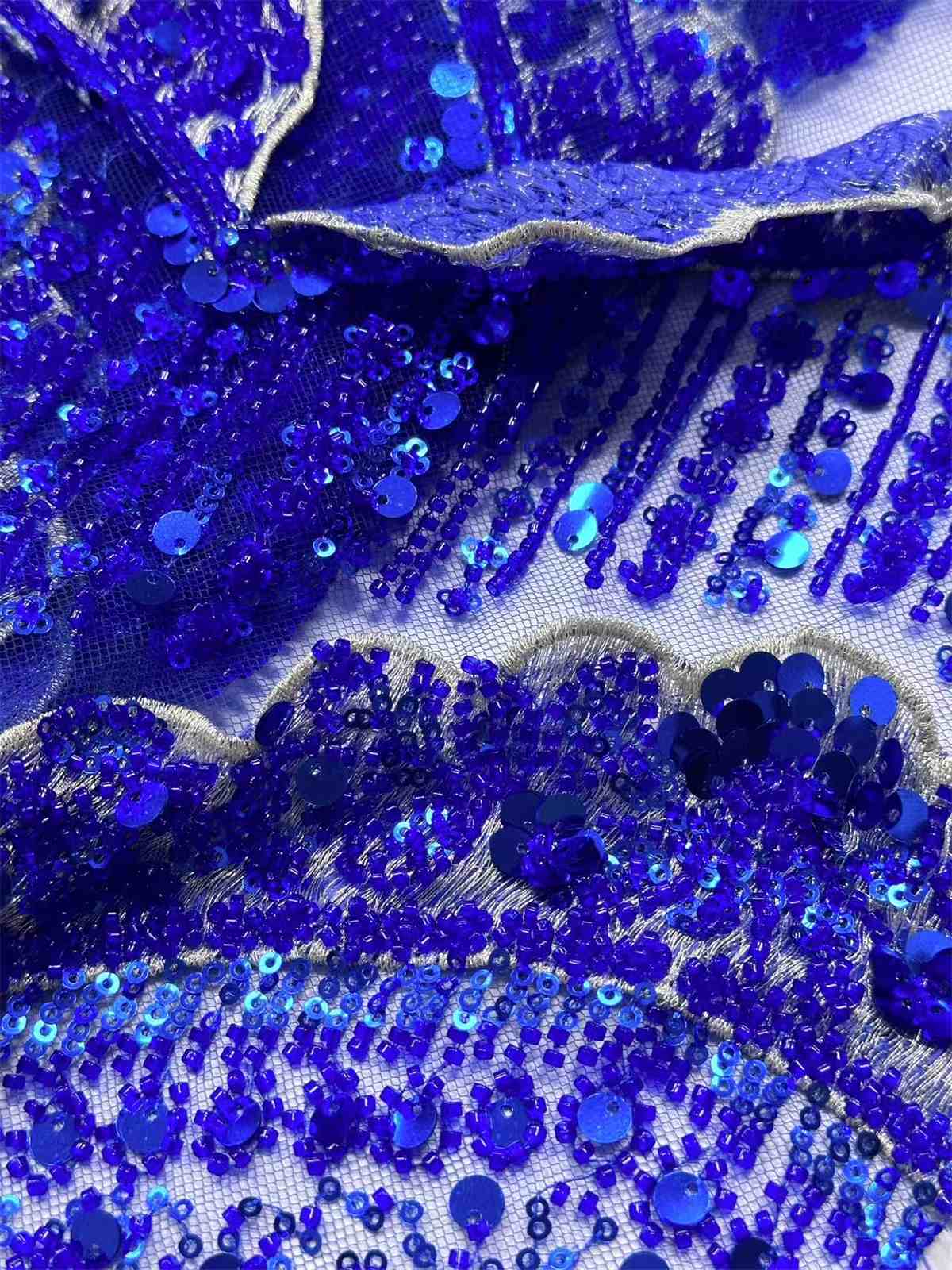 Embellished Beaded Tulle Lace Fabric with Beads | GTIN HN464