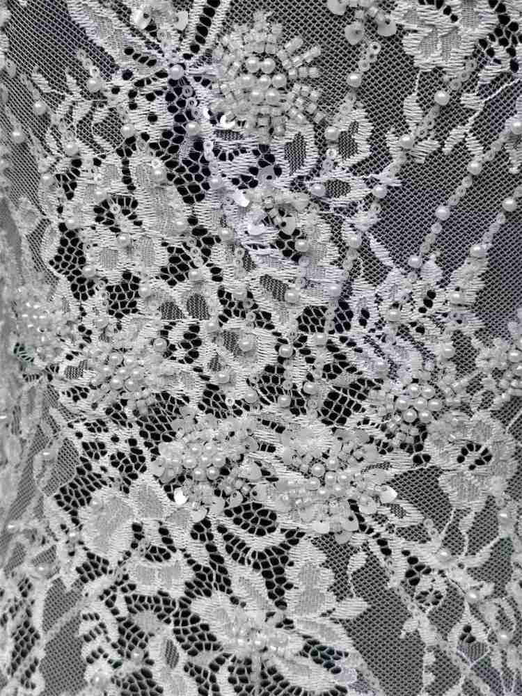 Bridal Lace Fabric - Beaded Wedding Lace Fabric | GTIN HN465