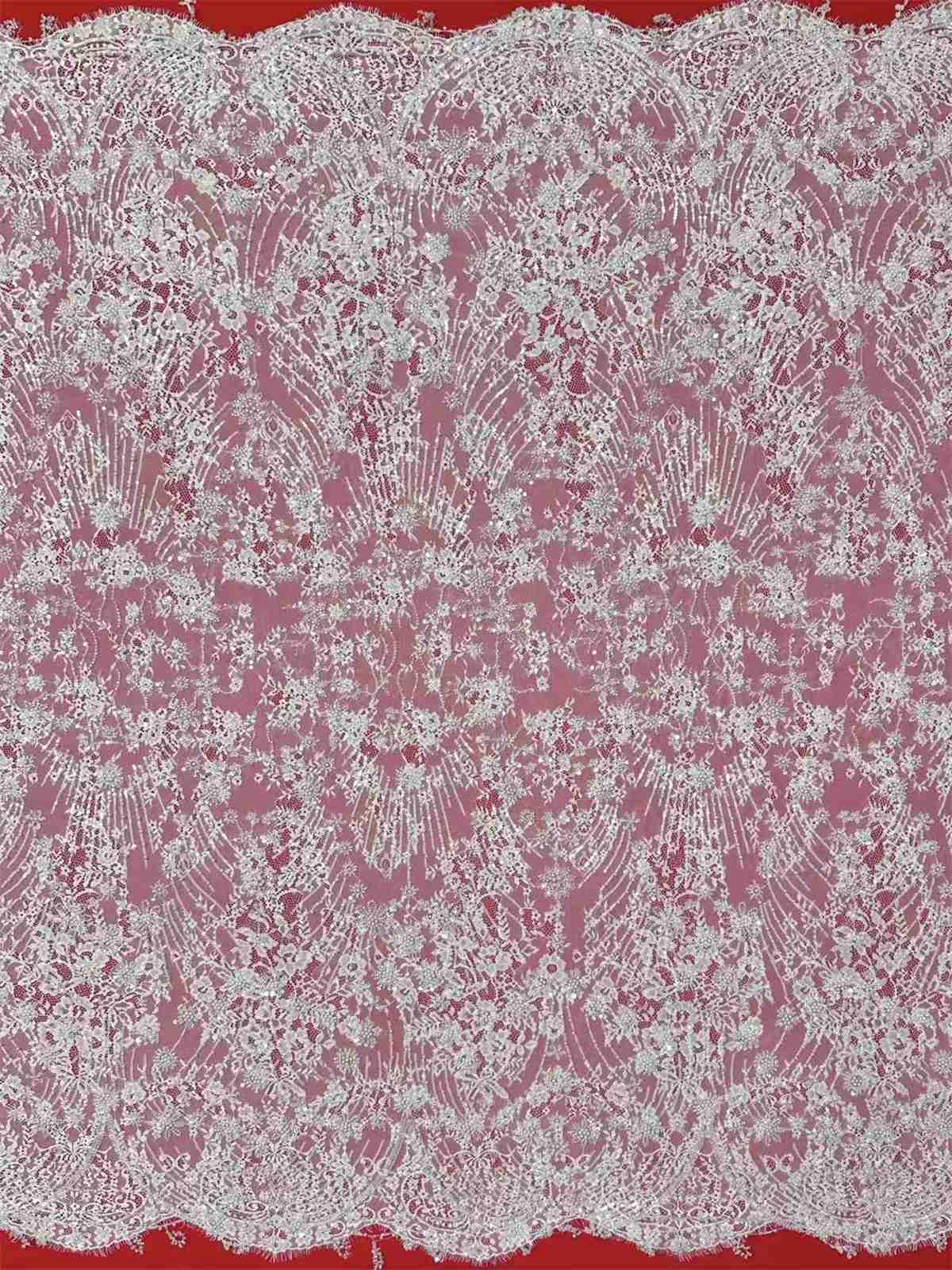 Bridal Lace Fabric - Beaded Wedding Lace Fabric | GTIN HN465