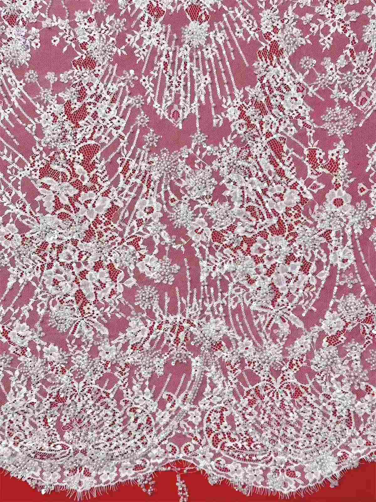 Bridal Lace Fabric - Beaded Wedding Lace Fabric | GTIN HN465