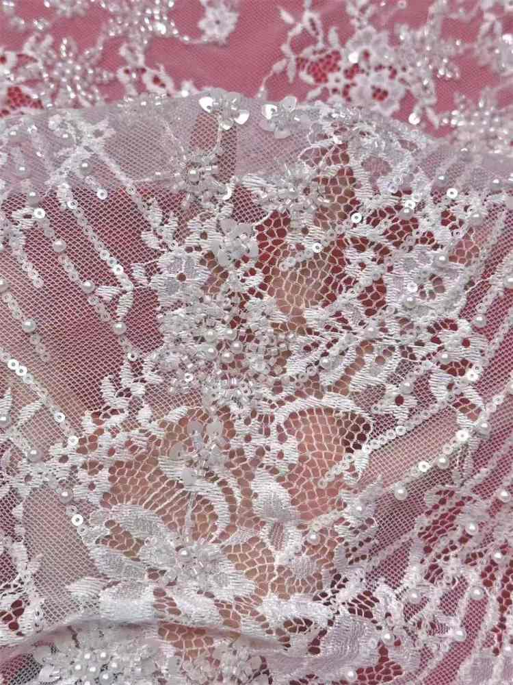 Bridal Lace Fabric - Beaded Wedding Lace Fabric | GTIN HN465