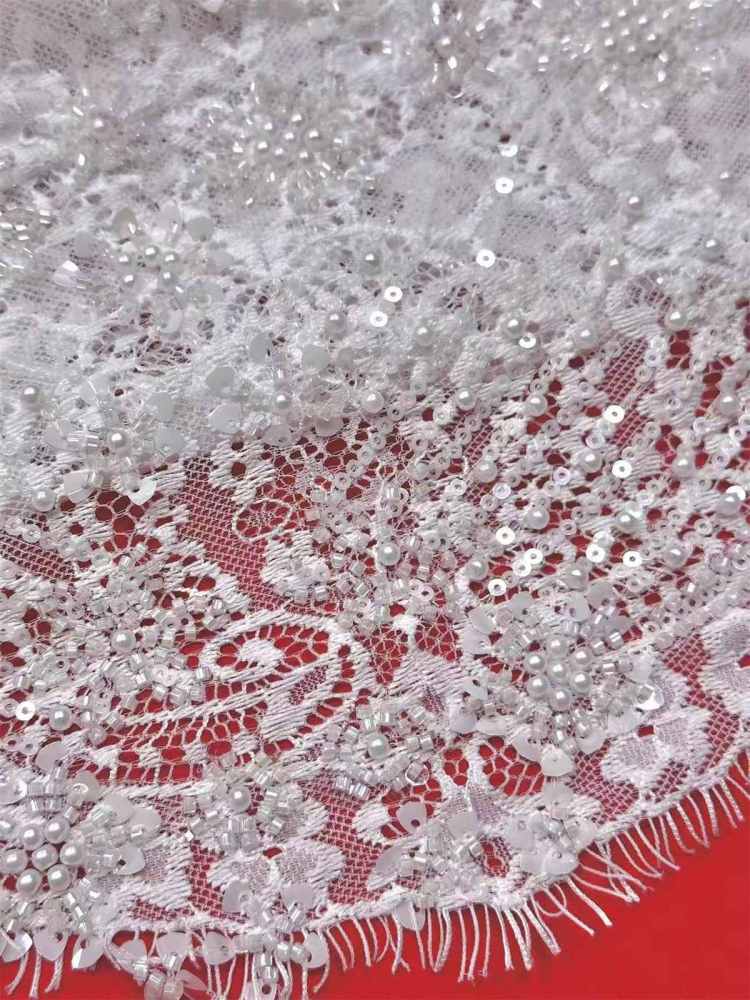 Bridal Lace Fabric - Beaded Wedding Lace Fabric | GTIN HN465
