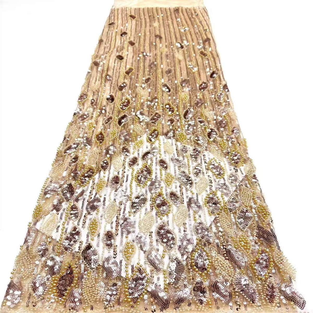 Embellished Beaded Tulle Lace Fabric with Beads | COD HN472