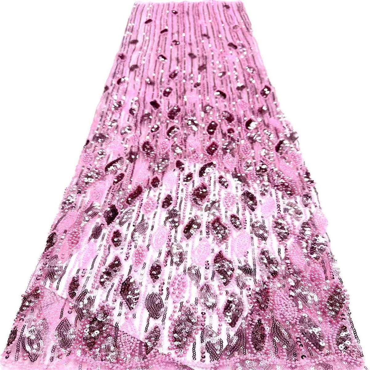 Embellished Beaded Tulle Lace Fabric with Beads | COD HN472