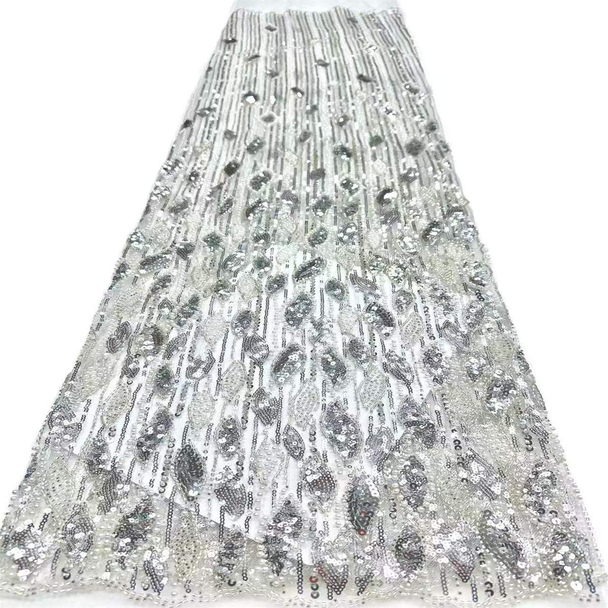 Embellished Beaded Tulle Lace Fabric with Beads | COD HN472