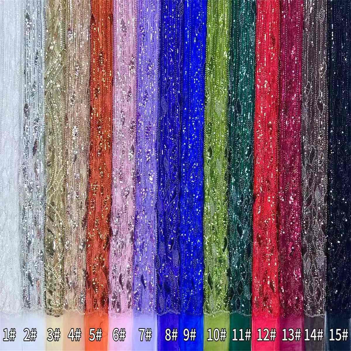 Embellished Beaded Tulle Lace Fabric with Beads | COD HN472