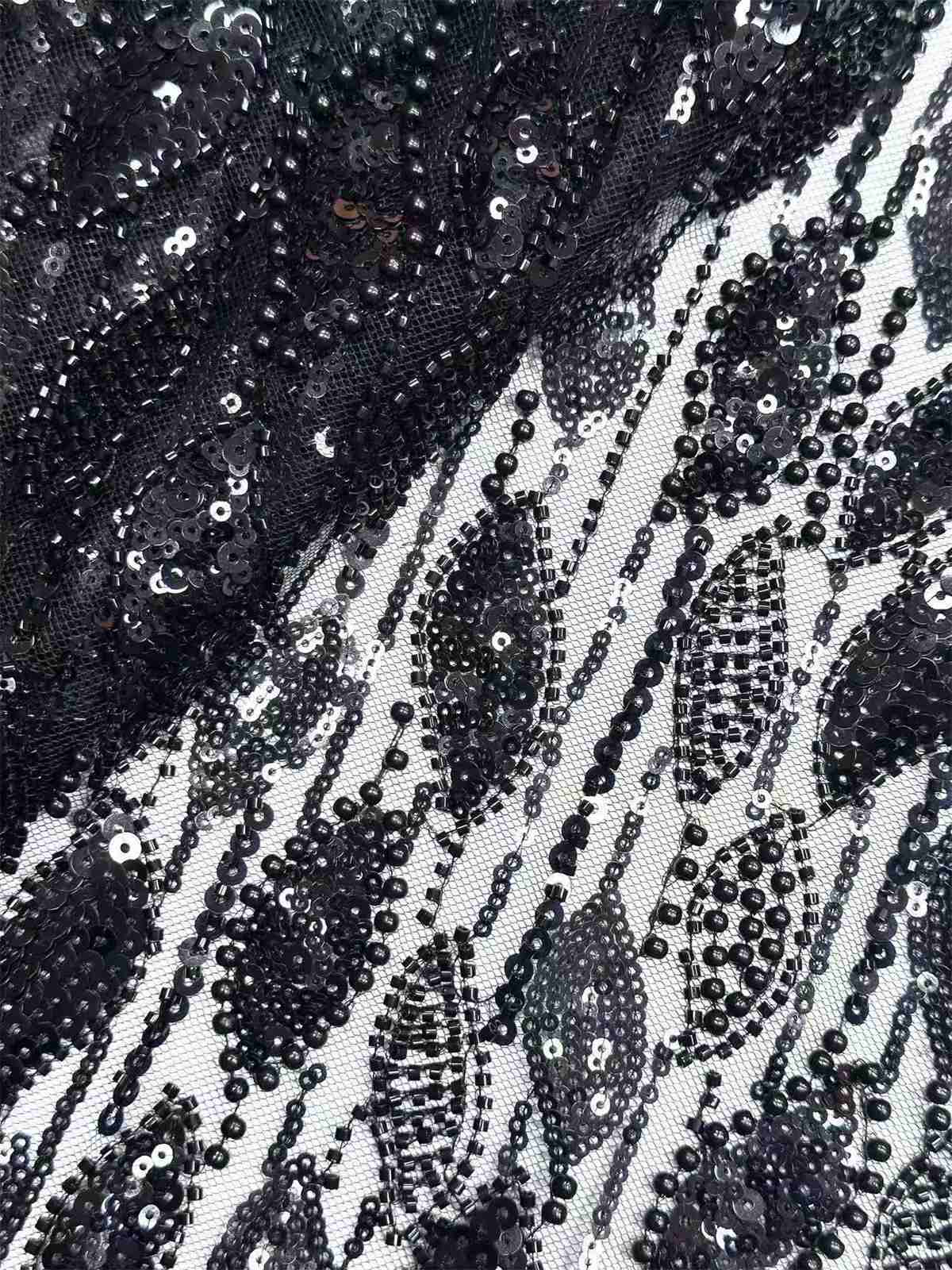 Embellished Beaded Tulle Lace Fabric with Beads | GTIN HN472