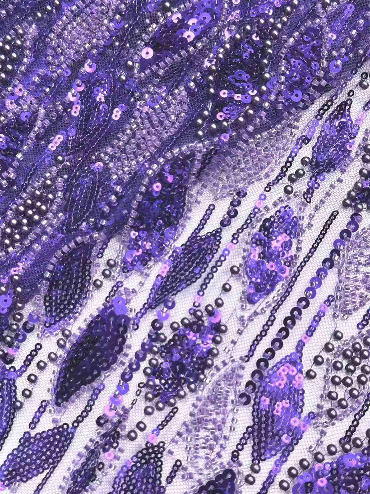 Embellished Beaded Tulle Lace Fabric with Beads | GTIN HN472