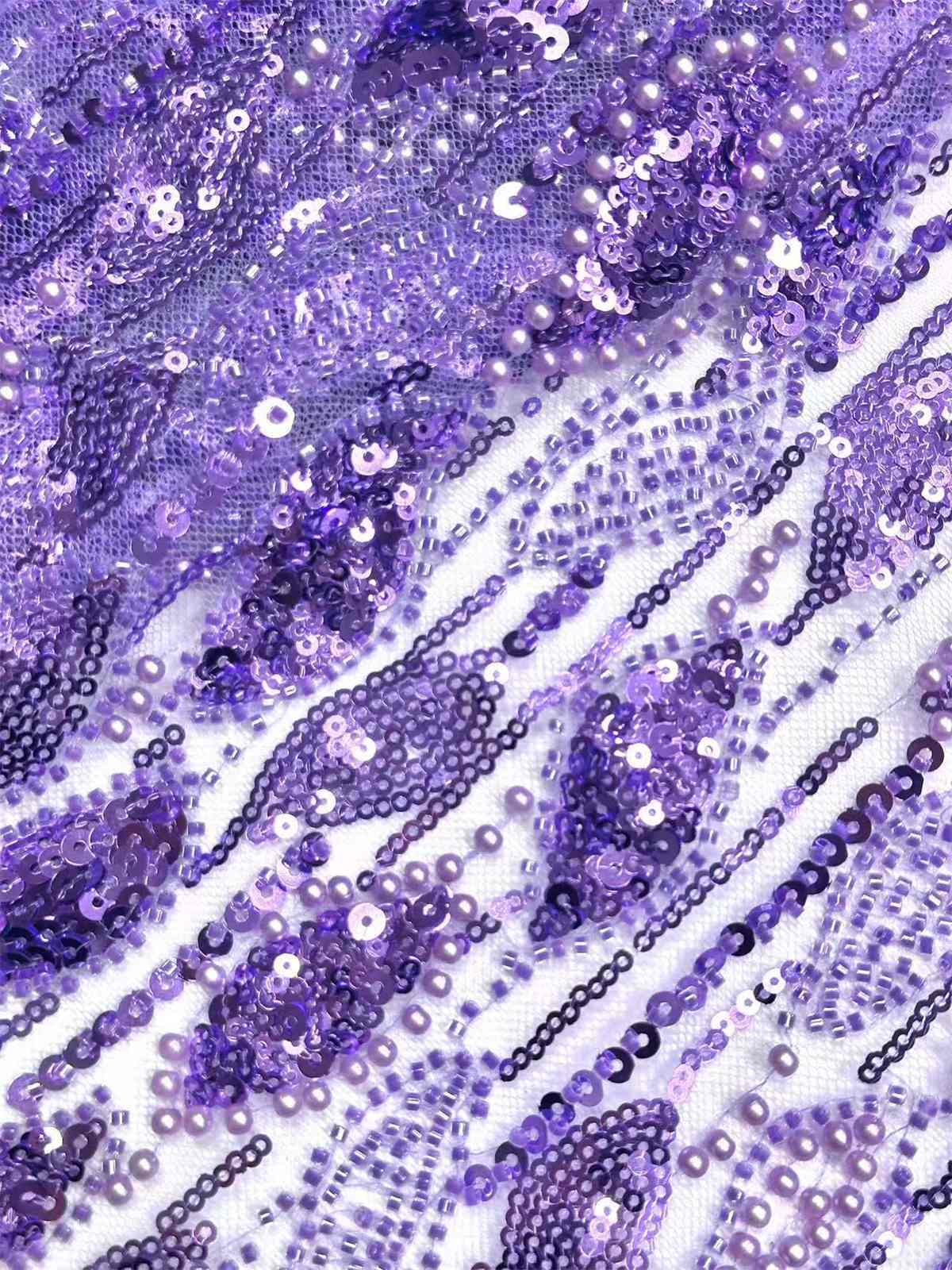 Embellished Beaded Tulle Lace Fabric with Beads | GTIN HN472